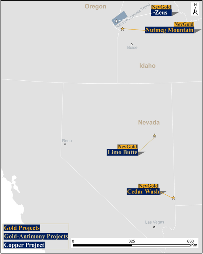 NevGold’s Western U.S. Project Portfolio
