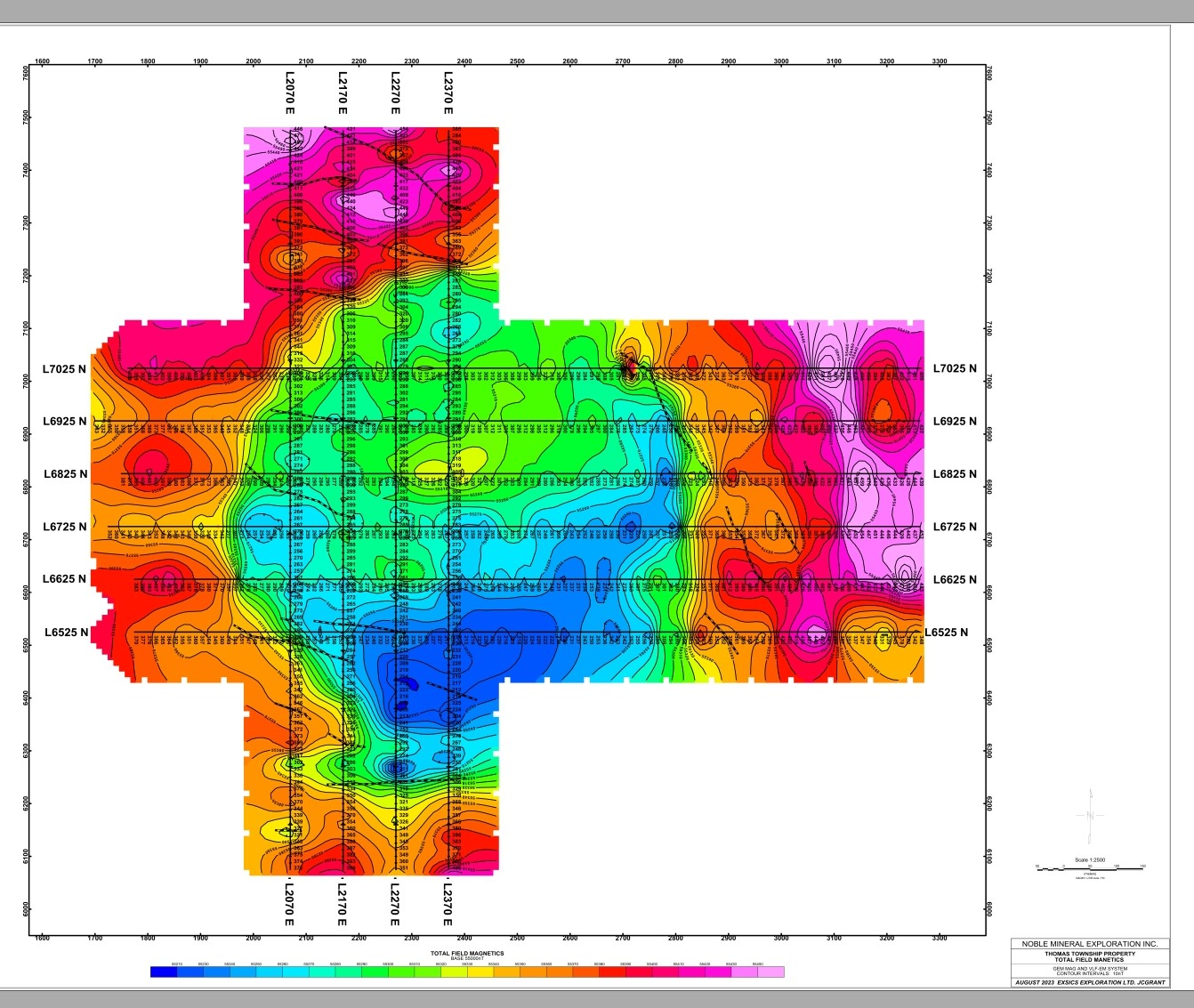 Figure 2: Ground Magnetic survey over Thomas Structure