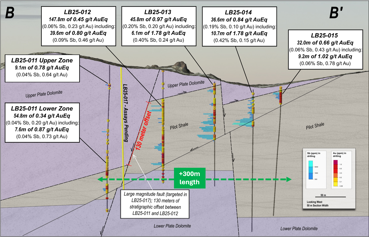 Figure 3 – Long section showing discovery east of Resurrection Ridge