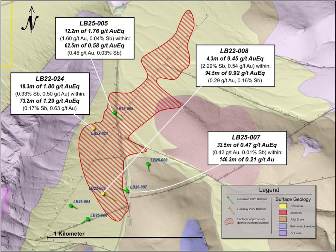Figure 3 – Cadillac Valley target area with completed 2025 drillholes