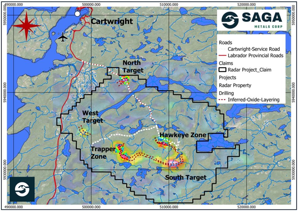Radar Property map depicting magnetic anomalies and oxide layering