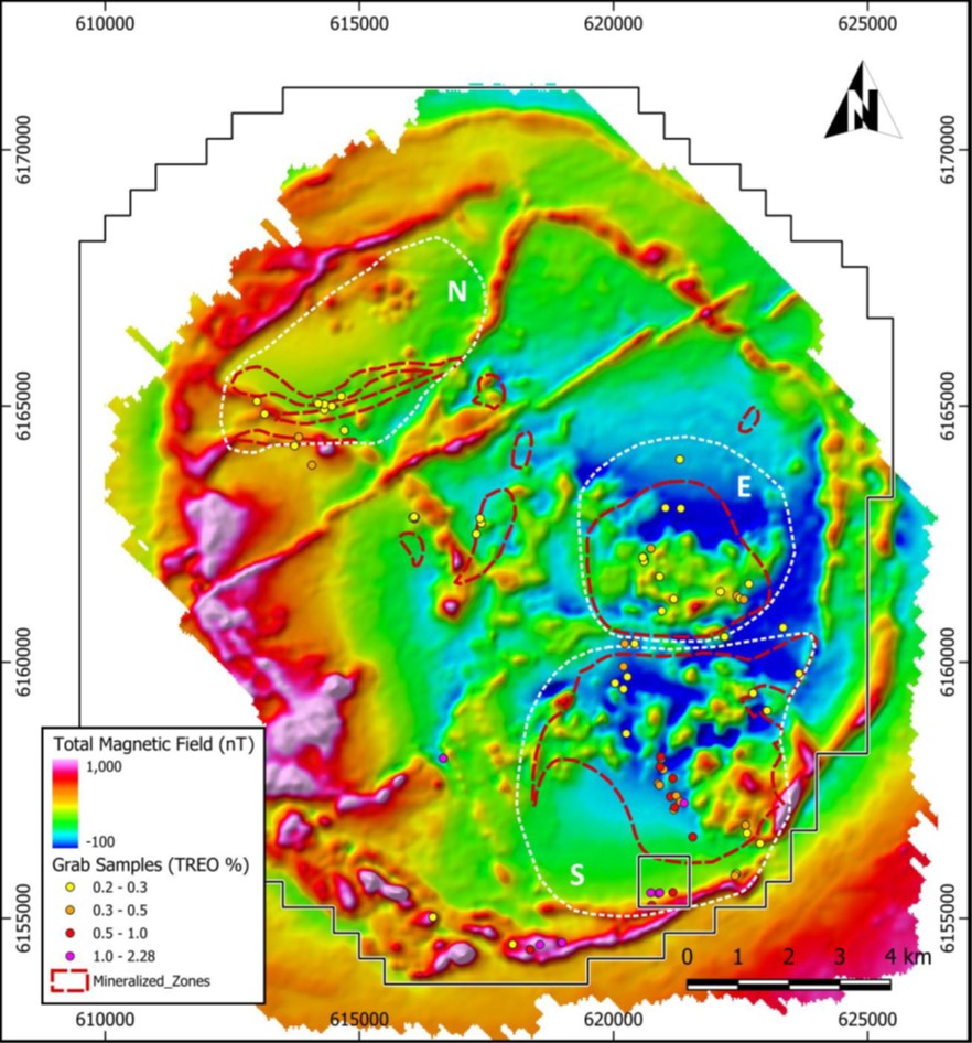 Total magnetic field map of the Nuiklavik Caldera Complex