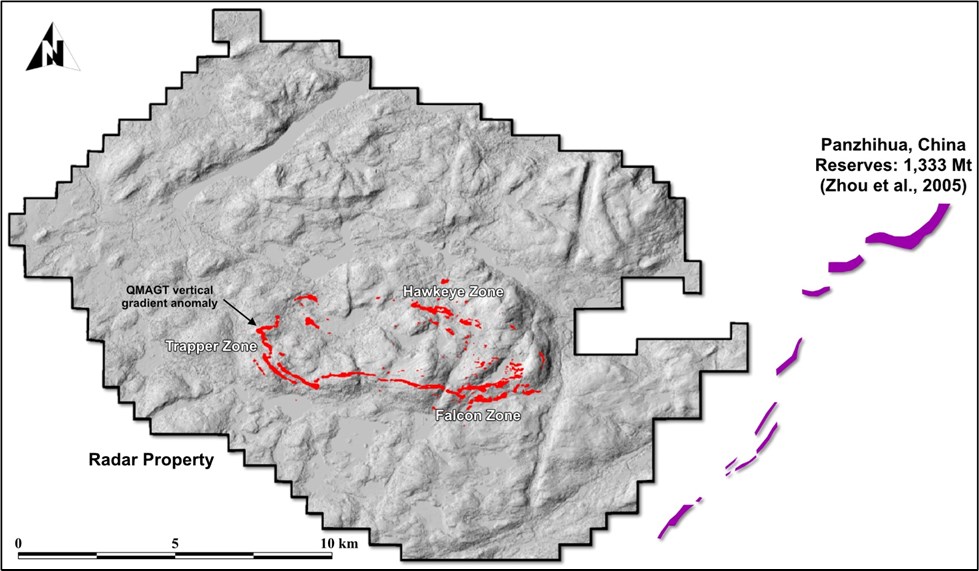 Figure 2 - Radar Property compared to Panzhihua deposit