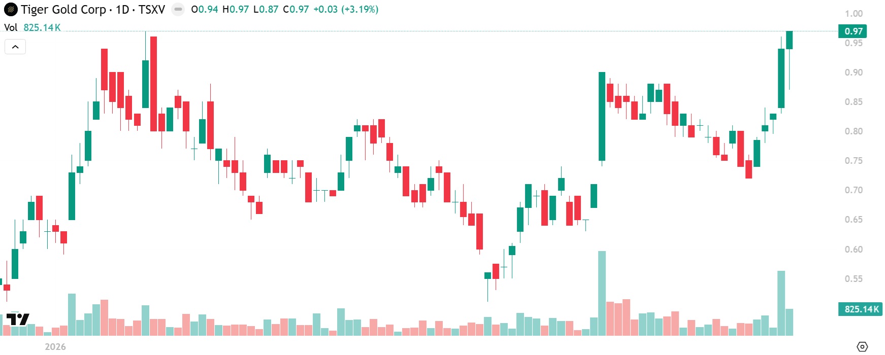 Tiger Gold share price chart