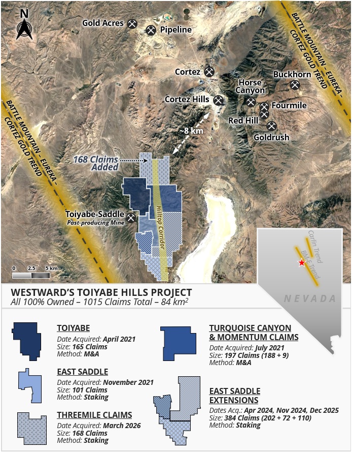 Westward Gold Toiyabe Hills Map