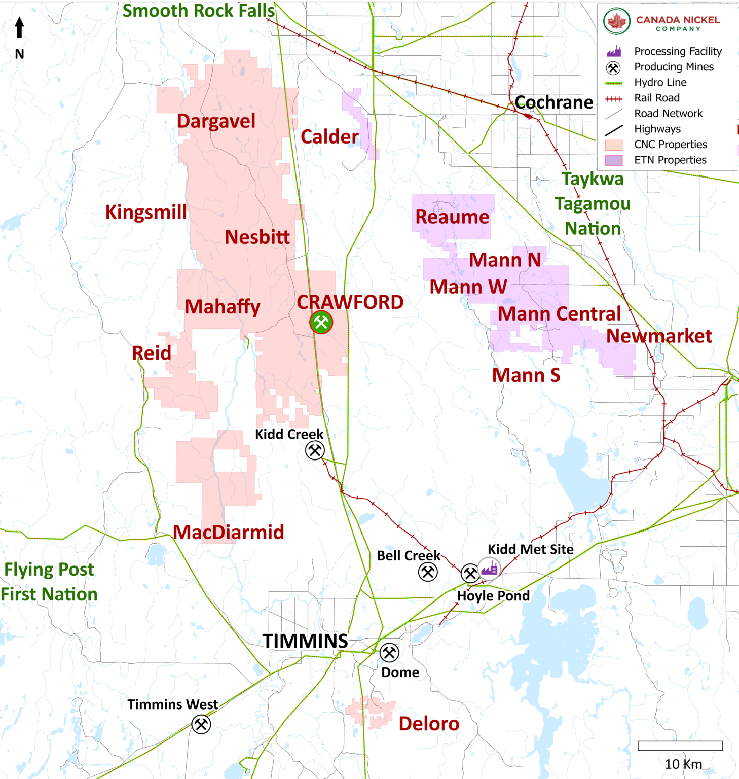 Canada Nickel property map
