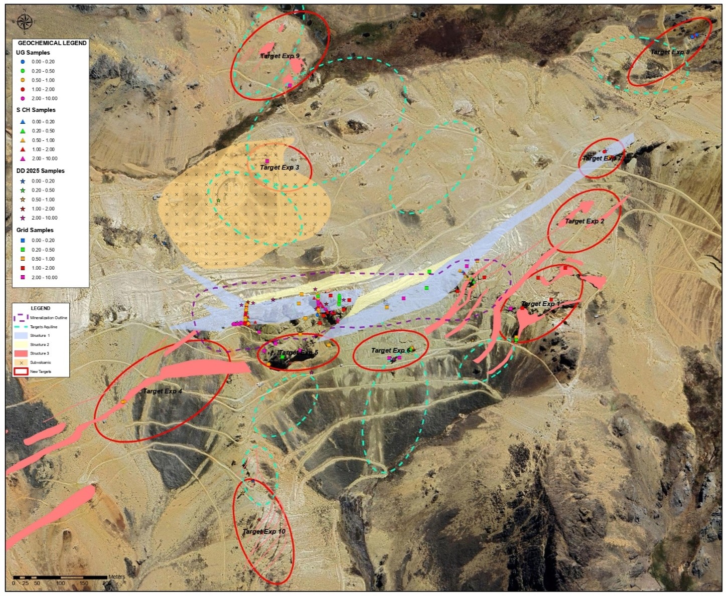 Pico Machay surface samples and exploration targets