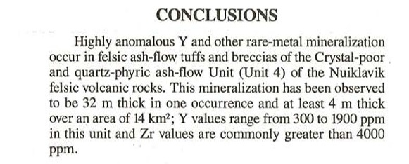 1993 Government of Newfoundland and Labrador geological report conclusions on Nuiklavik