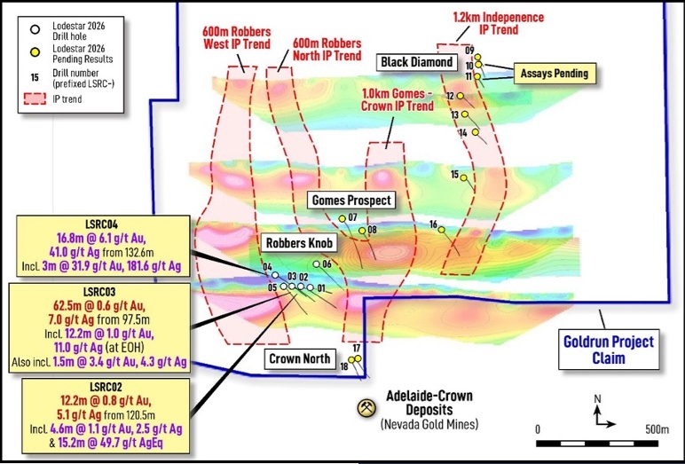 Lodestar Metals drilling at the Gold Run Project in Nevada