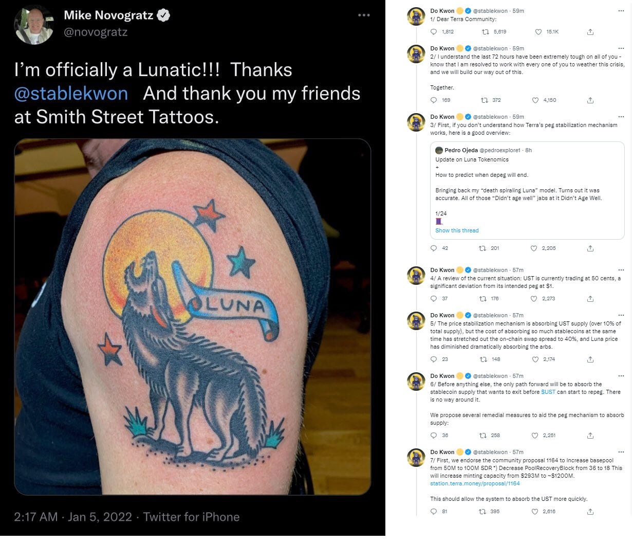 Crypto CEO Gets Tattoo of LUNA, Price Crashes by 98%! | National Inflation  Association